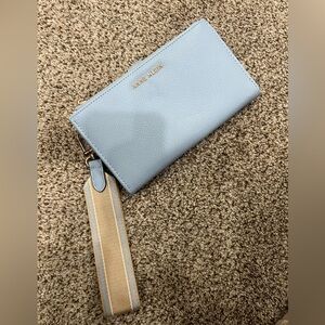 Anne Klein Light Blue Wristlet with Beige Strap